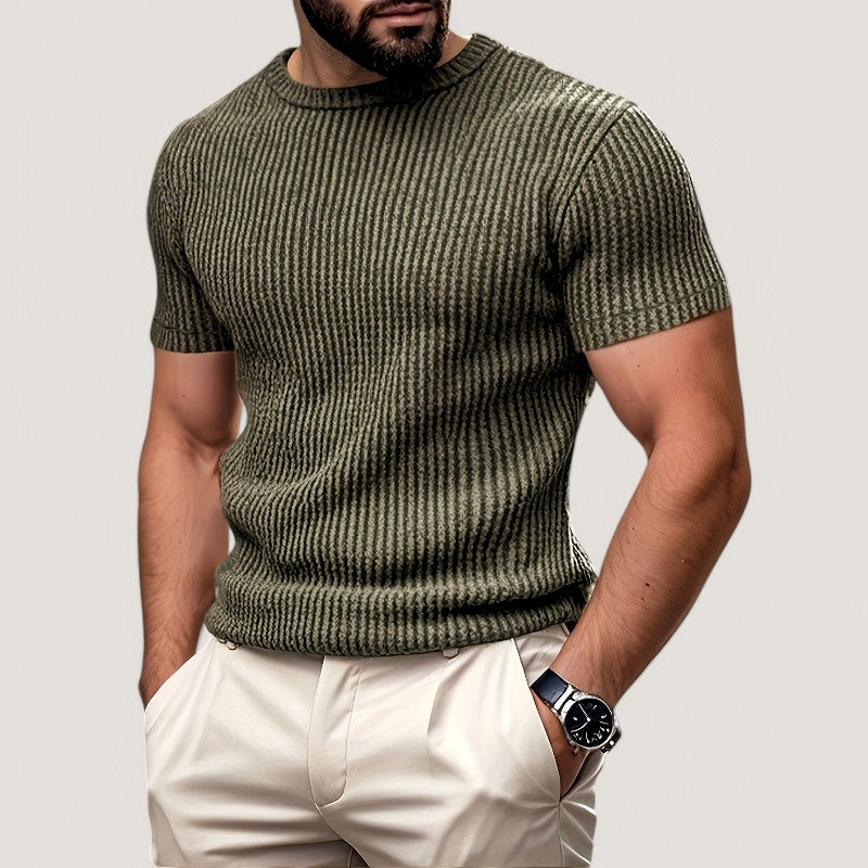 Herre T-Shirt Korte Ærmer Jacquard Polyester Regular Fit