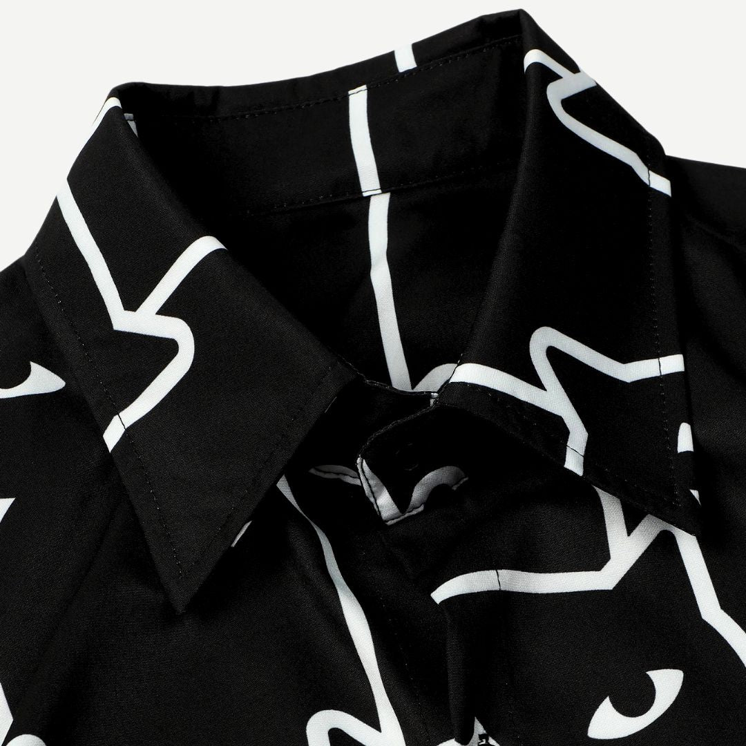 Herre T-shirt med Afslappet Pasform og Katteprint