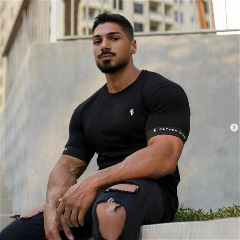 Herre T-shirt med Korte Ærmer Muscle Fit