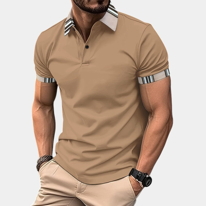 Herre T-shirt med Krave og Striber