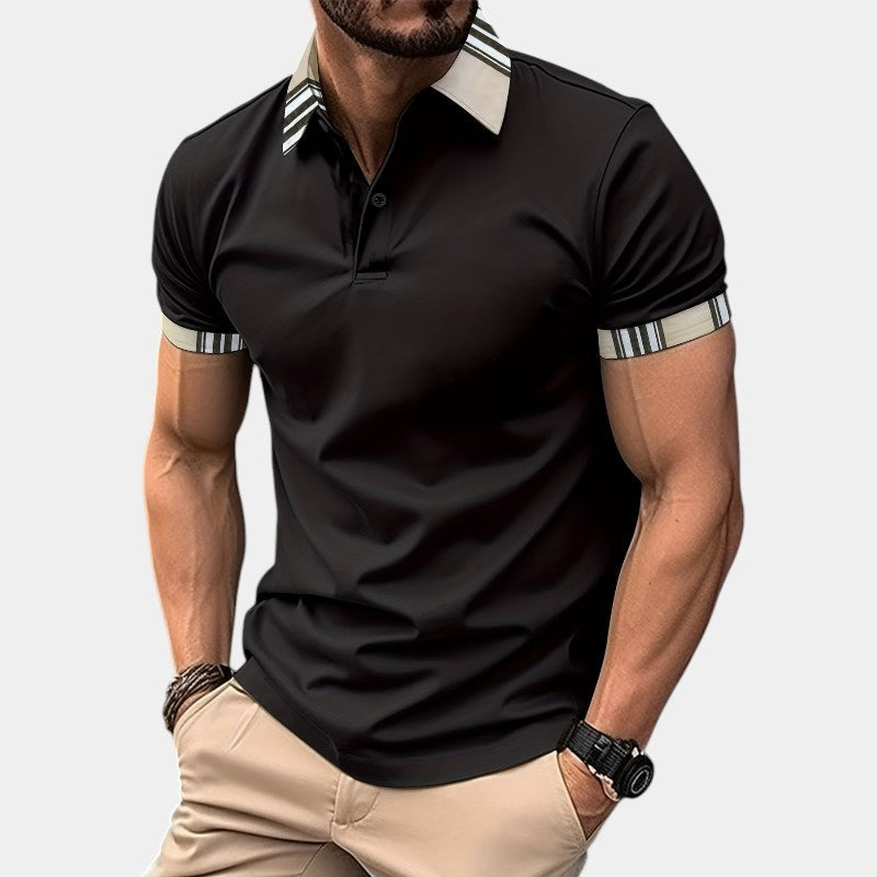 Herre T-shirt med Krave og Striber