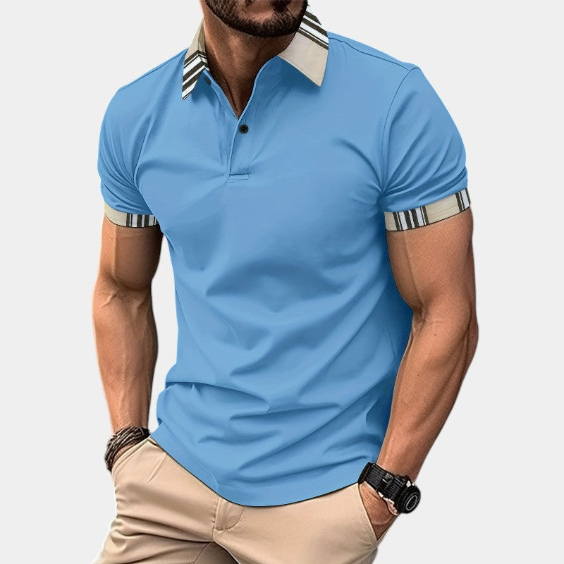 Herre T-shirt med Krave og Striber