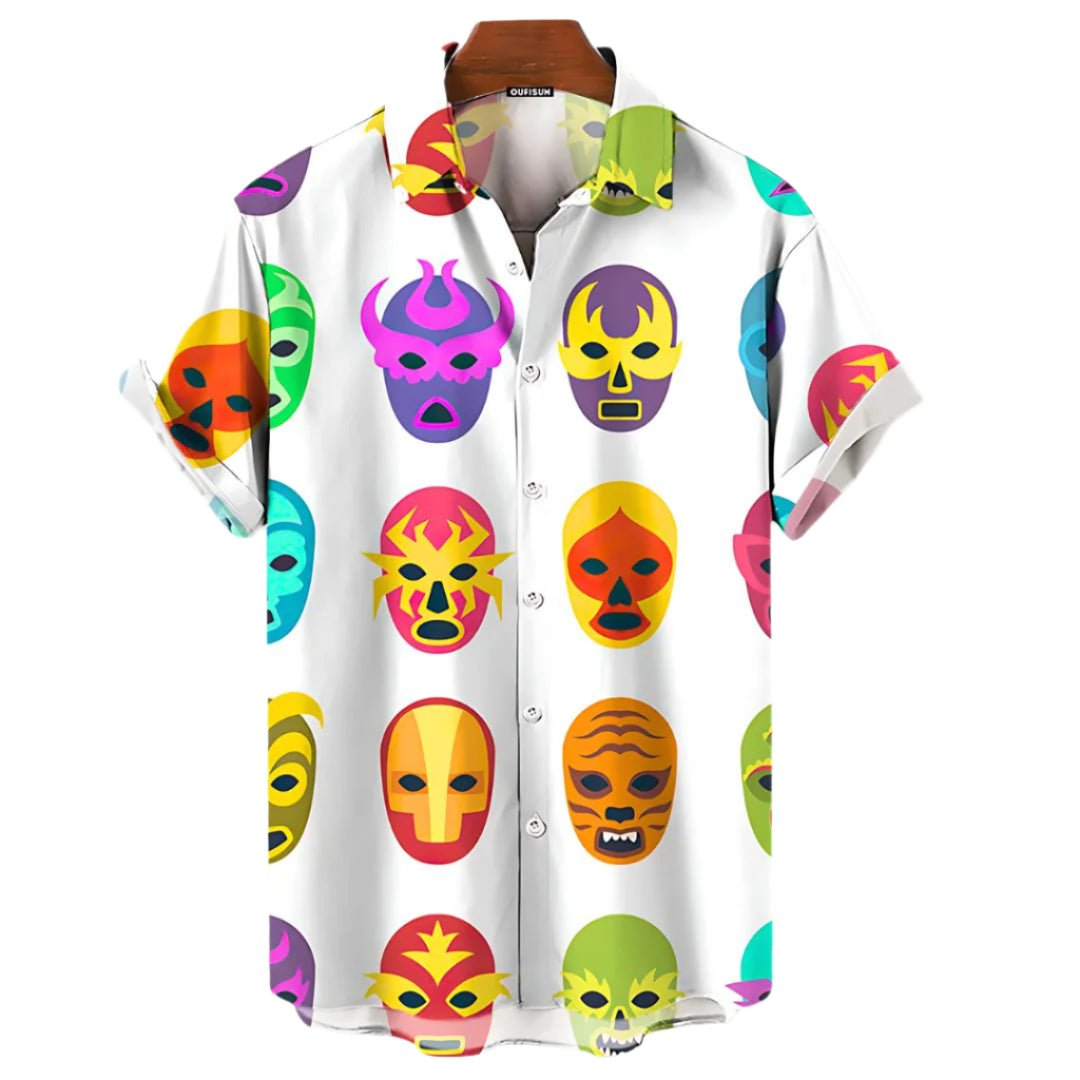 Herre T-shirt med Luchador Motiver i Letvægtsstof