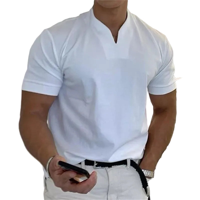Herre T Shirt V-Hals Sporty Casual