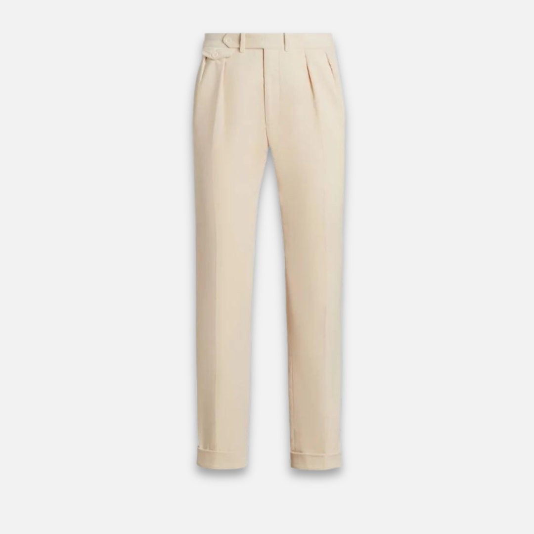 Herre Tailored Bukser Uldblanding - Lige Pasform - Enkel Plissering - Justerbar Talje