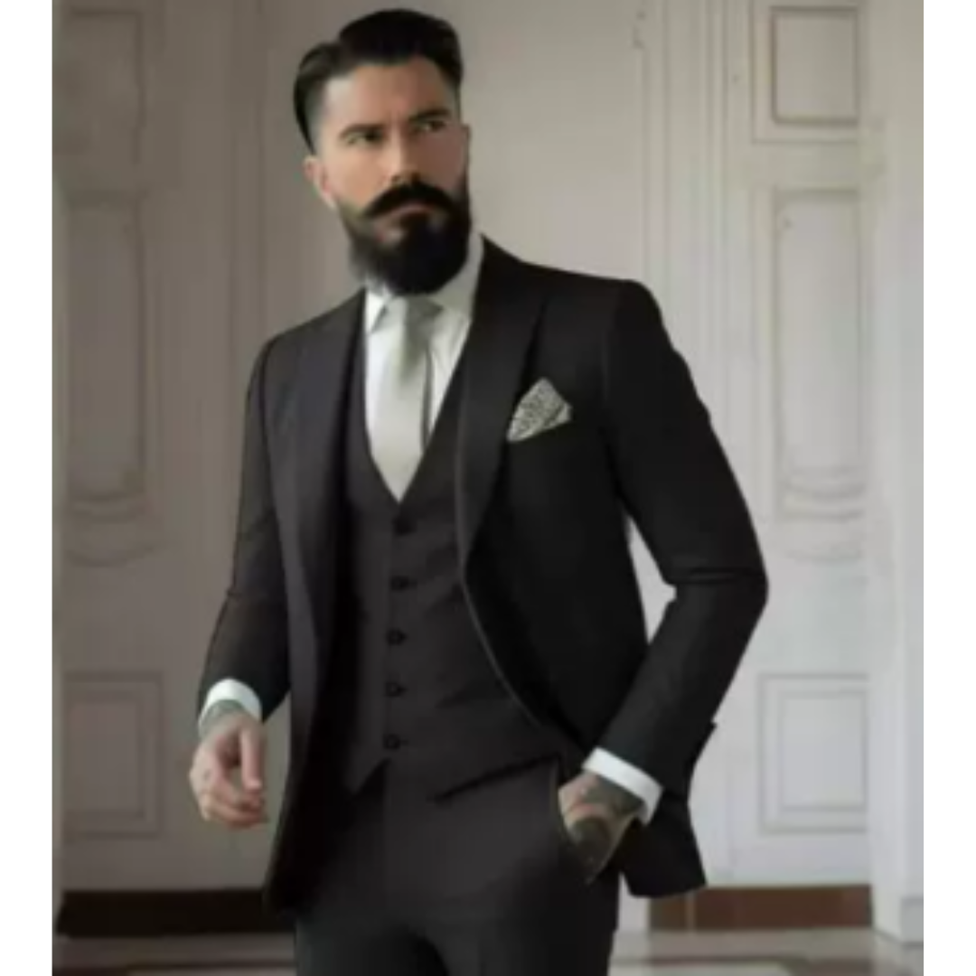 Herre Tre-delt Jakkesæt Slim Fit Uldblanding