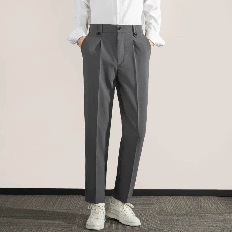Herre Trousers Klassisk Fit Plisseret Front Straight Leg