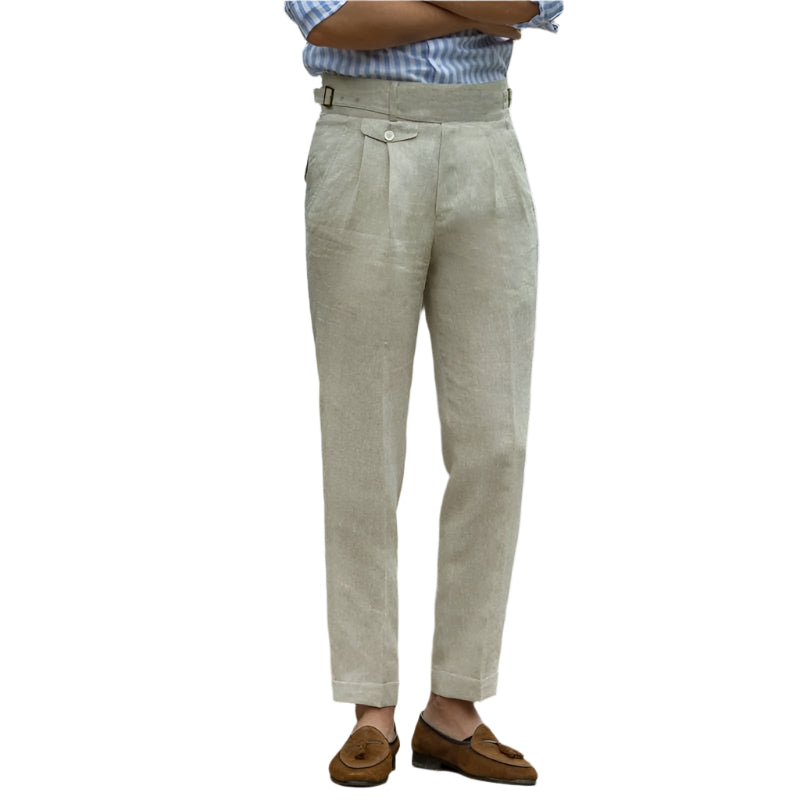 Herre Trousers Slim Fit Høj Talje Linned