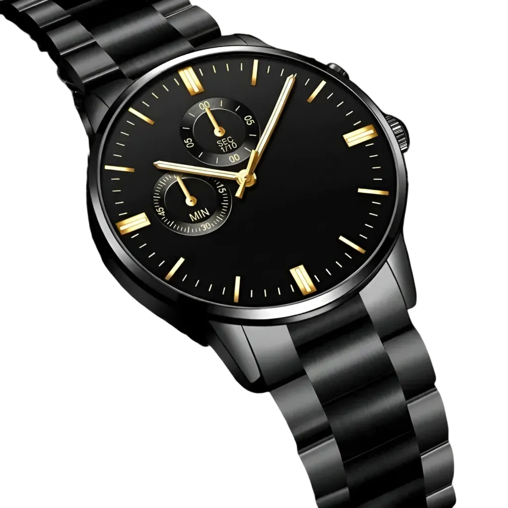 Herre Ure Quartz Med Kalenderfunktion Sort Titanium Design