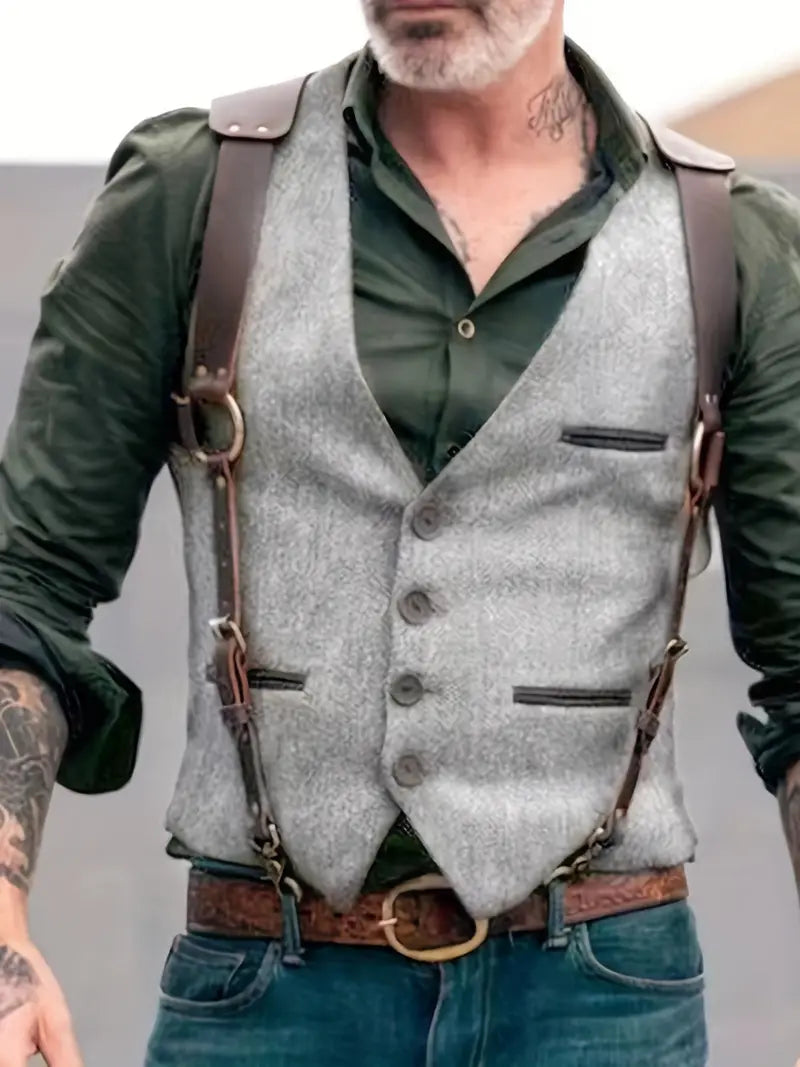 Herre Vintage V-hals Vendbar Vest