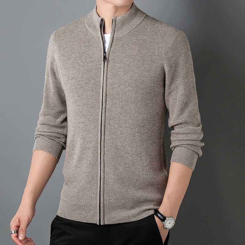 Herre Zip-Cardigan med Ståkrave