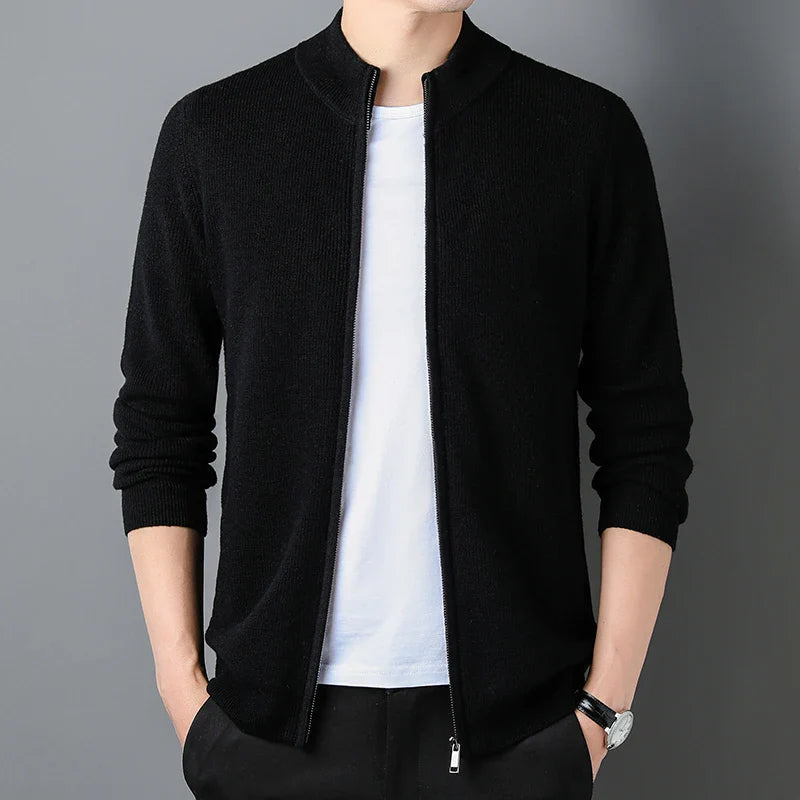 Herre Zip-Cardigan med Ståkrave