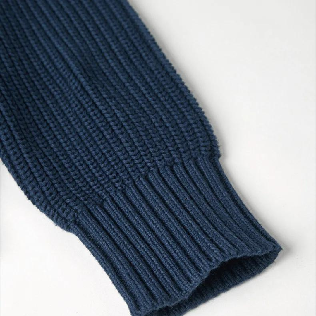 Herre Zip Neck Sweater Ribbet Design