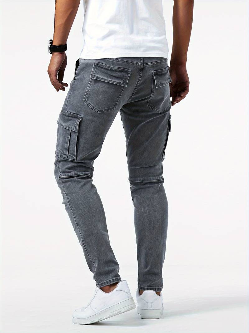 Herrebukser Cargo Jeans Tilpasset Fit Denim