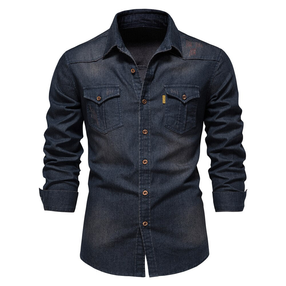 Herreskjorte i Denim til Mænds Stil