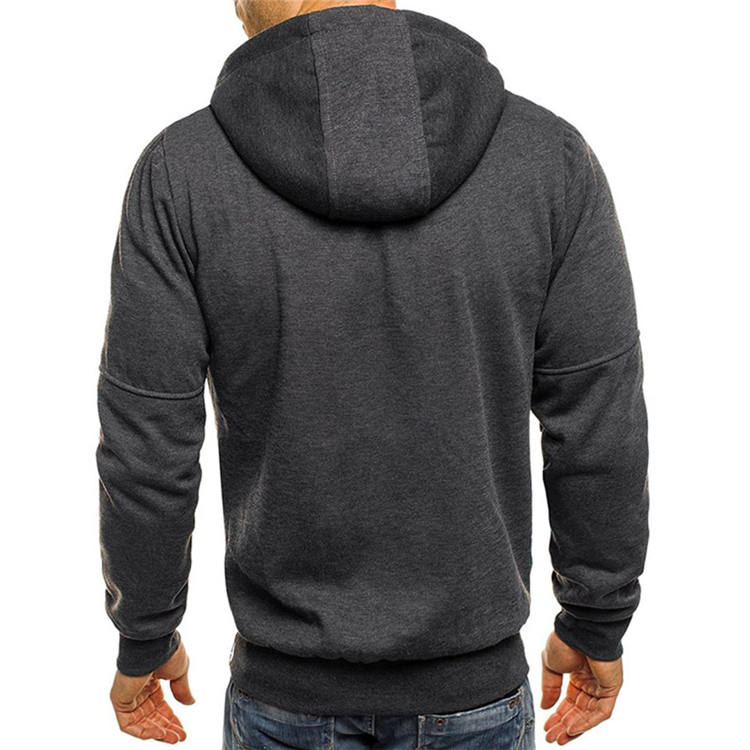 Herresweater med lynlås og hætte