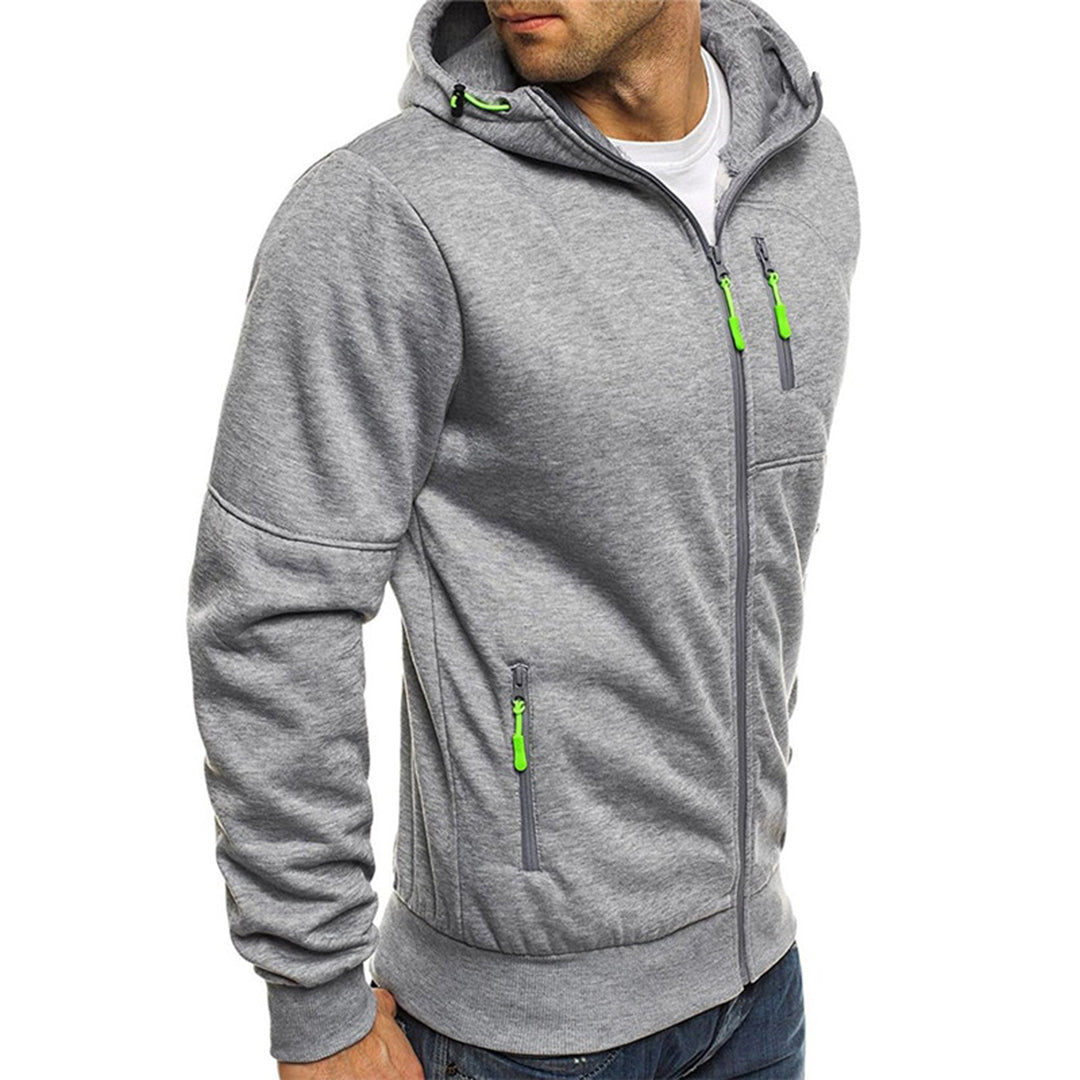 Herresweater med lynlås og hætte