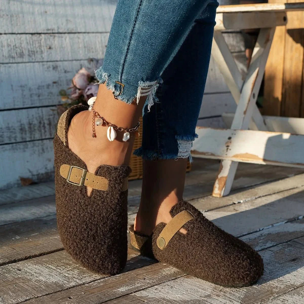Hjemmesko Dame Mule Design Med Skridsikker Sål