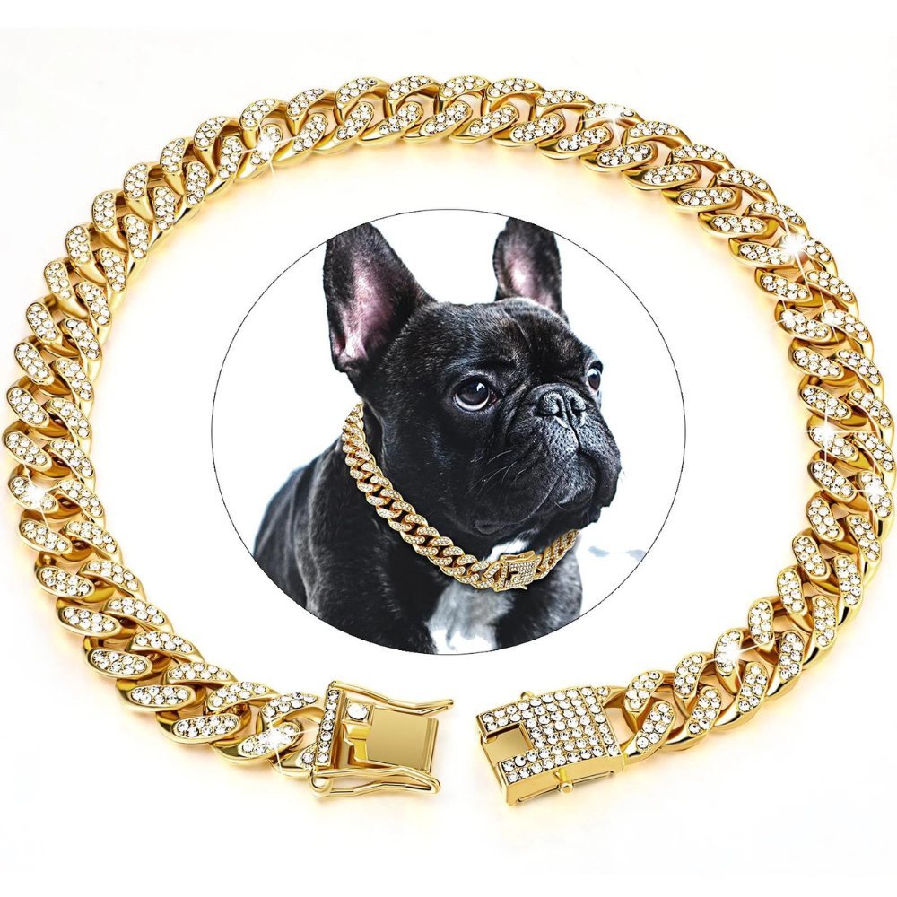 Hundehalsbånd Med Zirconia-Diamanter Til Hunde, Justerbart Design, Stilet Tilbehør
