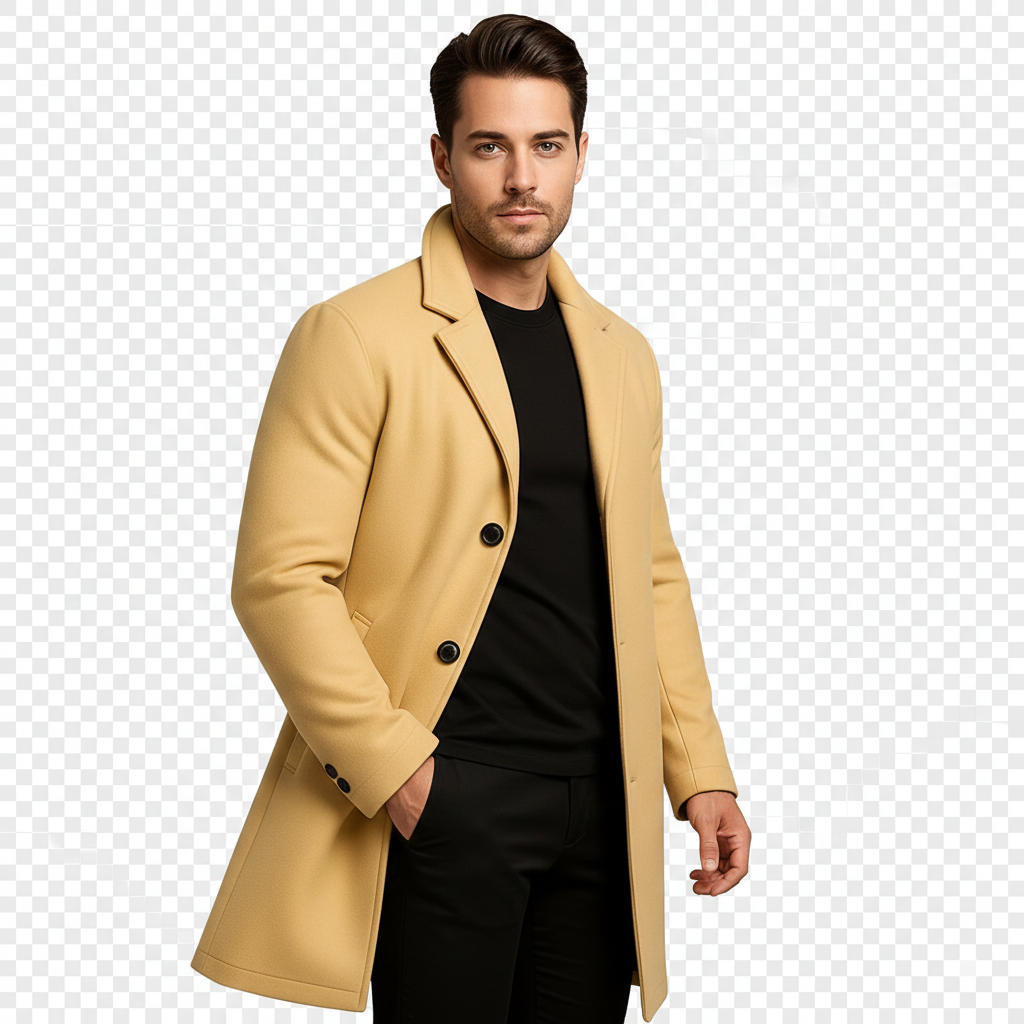 Ian Herre Vinterfrakke | Lang Knappet Frakke | Vindafvisende & Elegant Design