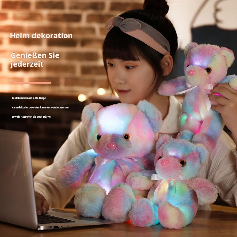 GlowBear | Farverig LED Lys Teddybjørn Plush Legetøj Juletilbud