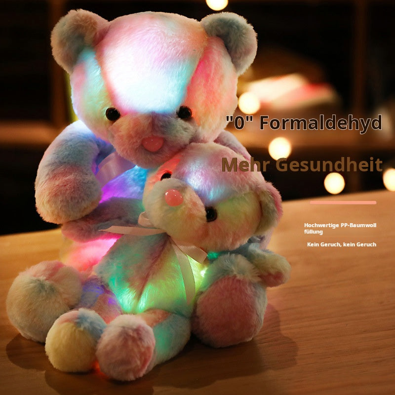 GlowBear | Farverig LED Lys Teddybjørn Plush Legetøj Juletilbud