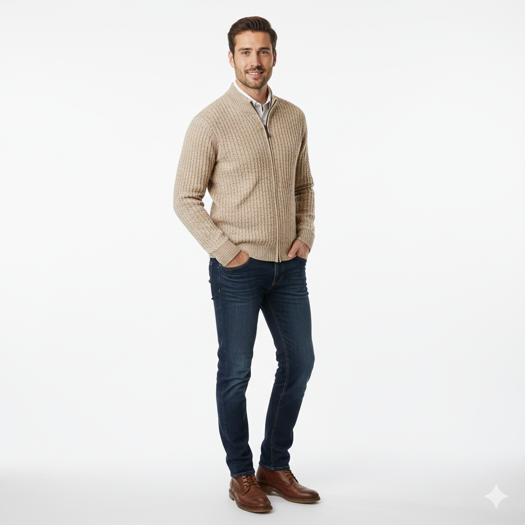 Danny Herre Merino Uld Vest – Fuldt Lynlås, Åndbar & Termisk Komfort