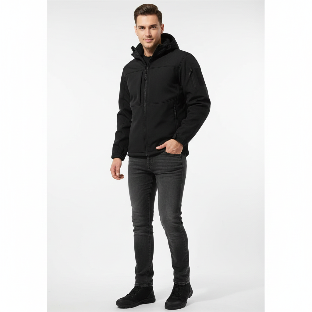 Max Herre Softshell Jakke med Hætte – Funktionelt Design & Strækbar Moderne Pasform