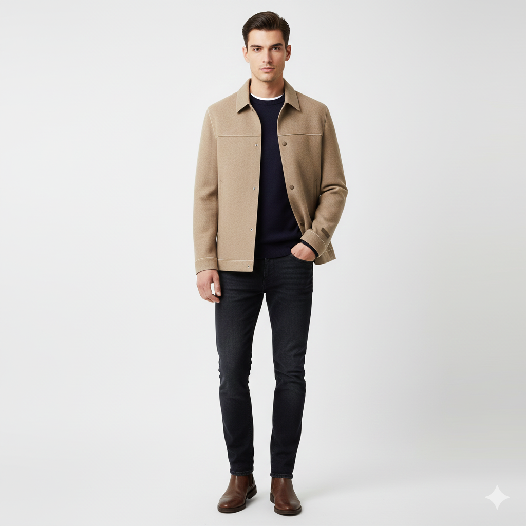 Hudson Herre Uld Fitted Frakke – Moderne Design & Tidøs Elegance