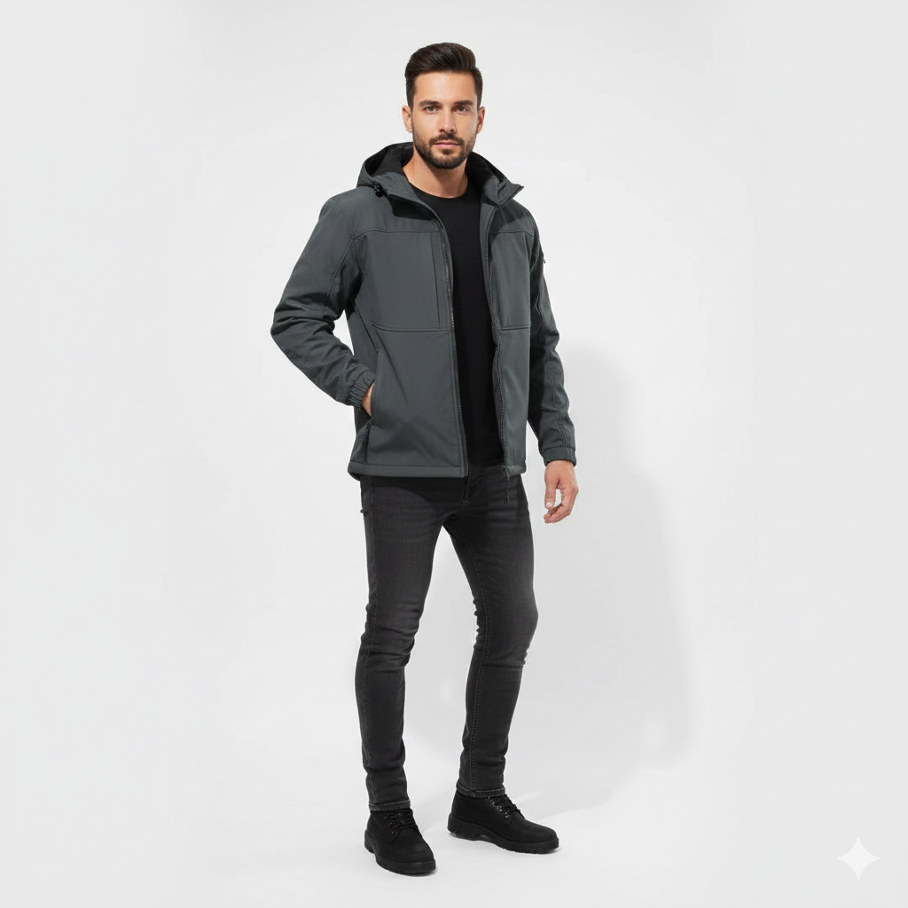 Max Herre Softshell Jakke med Hætte – Funktionelt Design & Strækbar Moderne Pasform