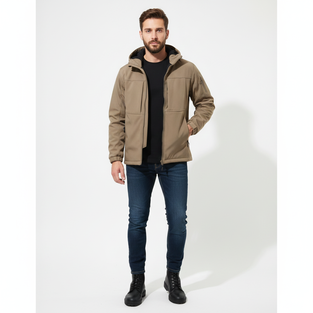 Max Herre Softshell Jakke med Hætte – Funktionelt Design & Strækbar Moderne Pasform