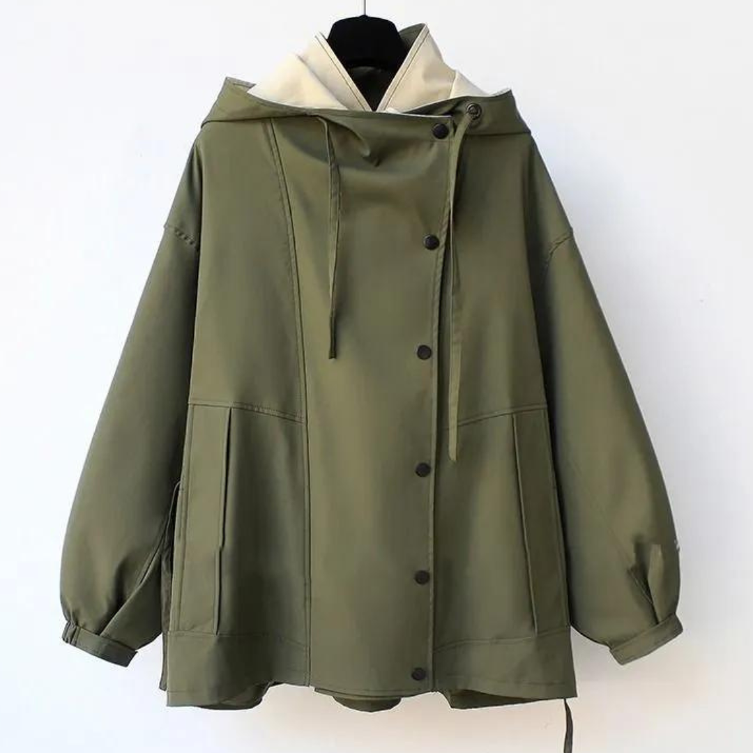 Mikyla Manteau Trench Kvinde – Chic Bicolor Moderne & Varm til Efterår Vinter Elegant