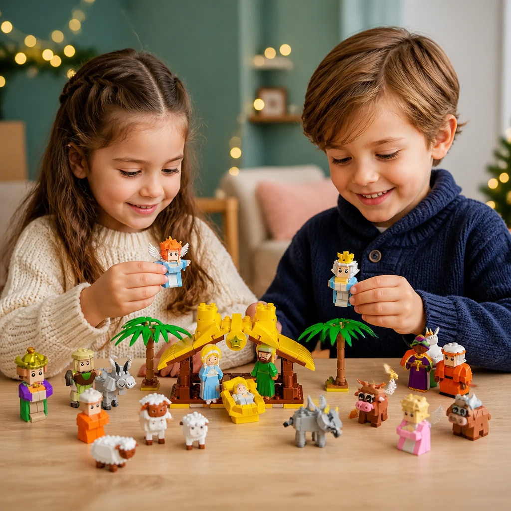 Julkrubba Byggstenar Adventskalender – 24 Dagar Fyllda med Julfigurer