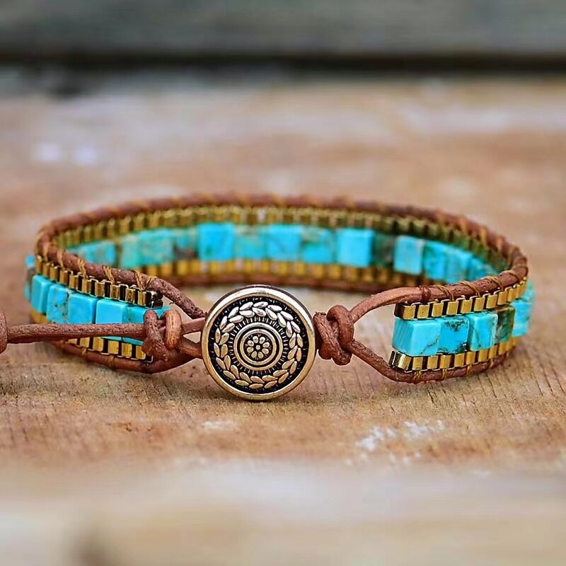 Kejsersten Armbånd Firkantet Kædedesign Boho Stil