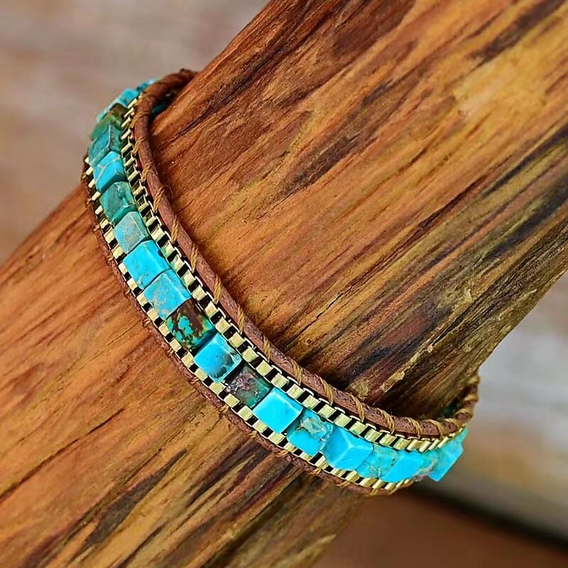 Kejsersten Armbånd Firkantet Kædedesign Boho Stil