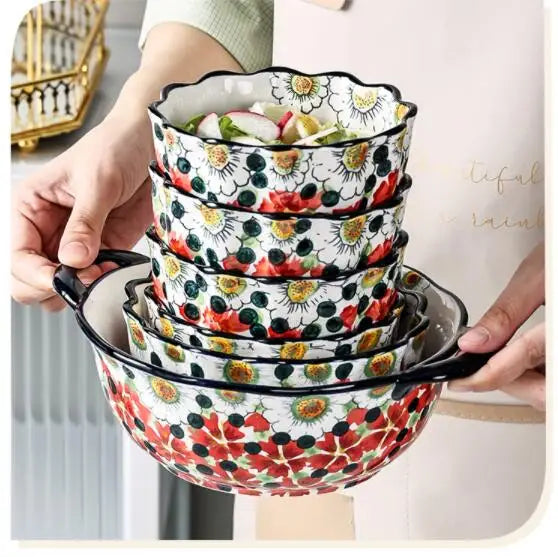Keramiske Boller med Blomsterdesign