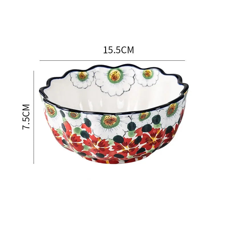 Keramiske Boller med Blomsterdesign