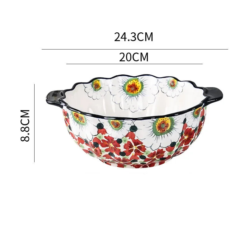 Keramiske Boller med Blomsterdesign