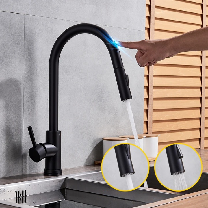 AquaTouch Sensor Køkkenarmatur – Udt retractable Armatur med Børstet Nikkel & Smart Betjening