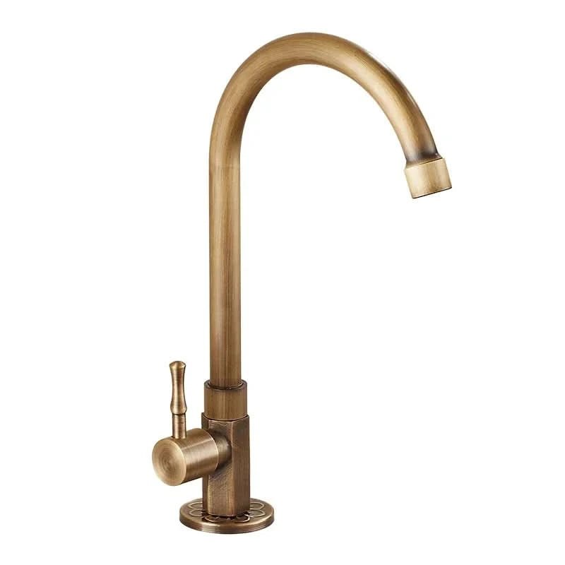 Køkkenhane Svanehals Design Antik Messing Finish