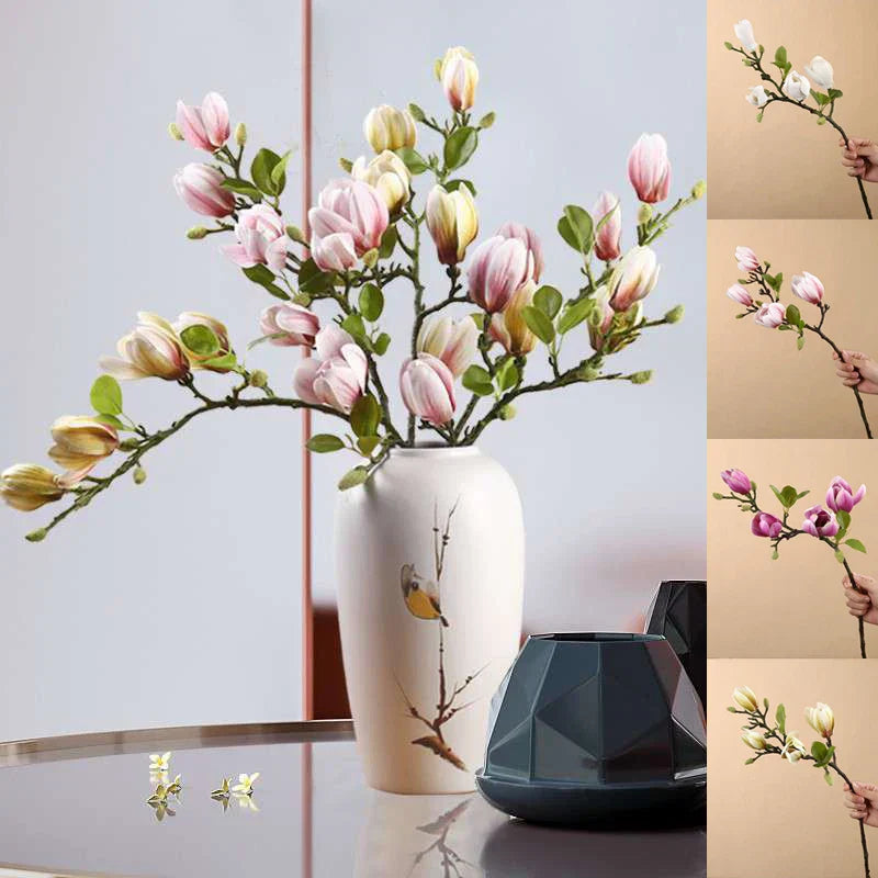 BlijftBloei – Stemningsfuld Kunstgren med Realistiske Magnolia Blomster