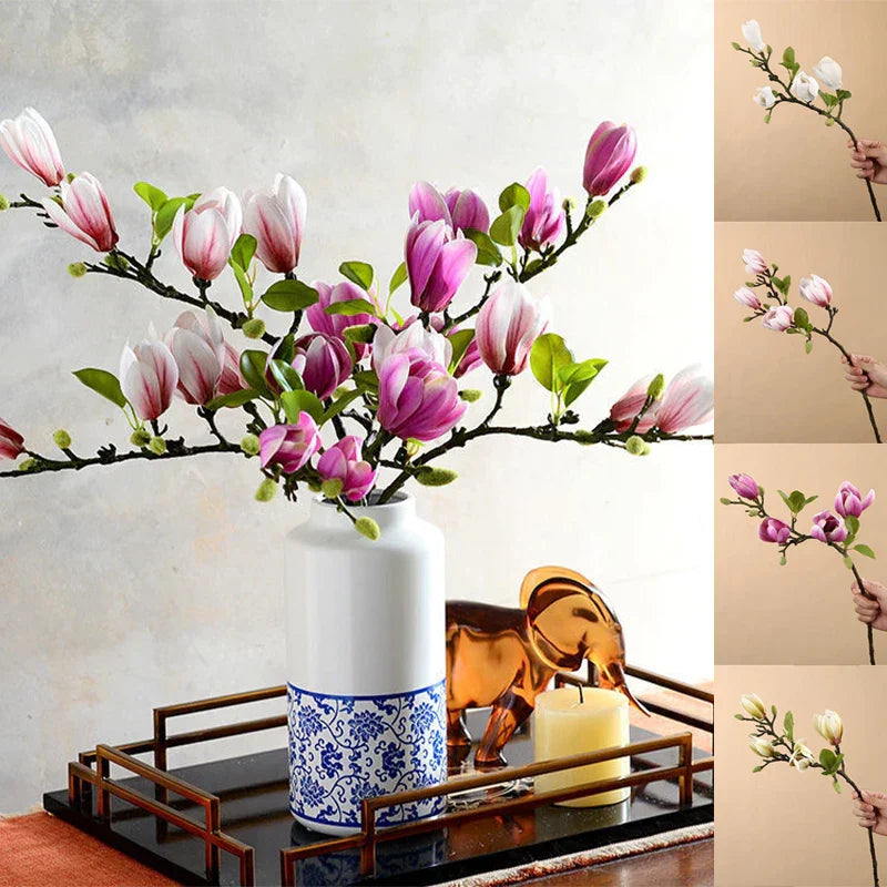 BlijftBloei – Stemningsfuld Kunstgren med Realistiske Magnolia Blomster