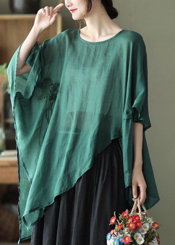Kvinders Asymmetrisk Design Broderet Skjorte