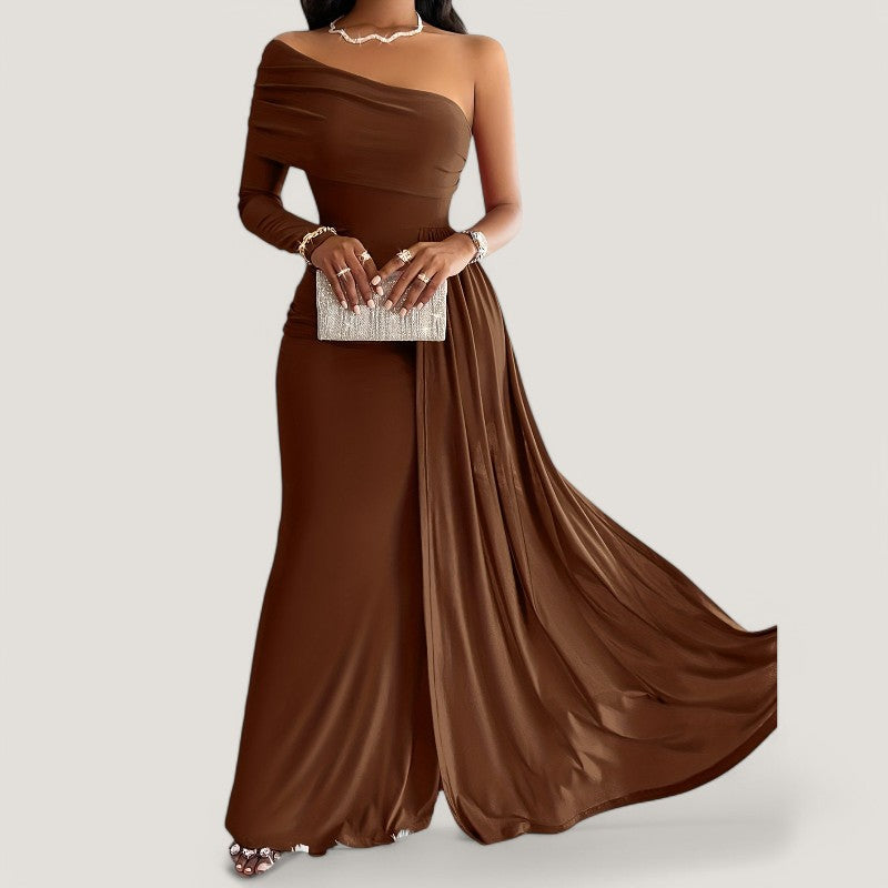 Kvinders Asymmetrisk Maxi Kjole Polyester Bodycon