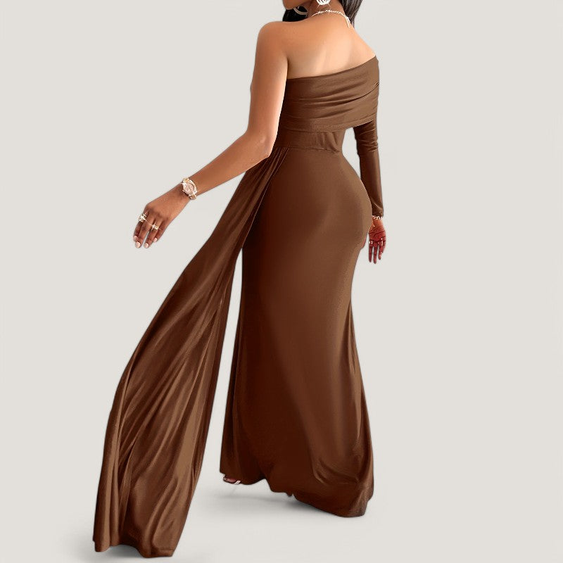 Kvinders Asymmetrisk Maxi Kjole Polyester Bodycon