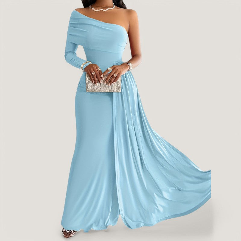 Kvinders Asymmetrisk Maxi Kjole Polyester Bodycon