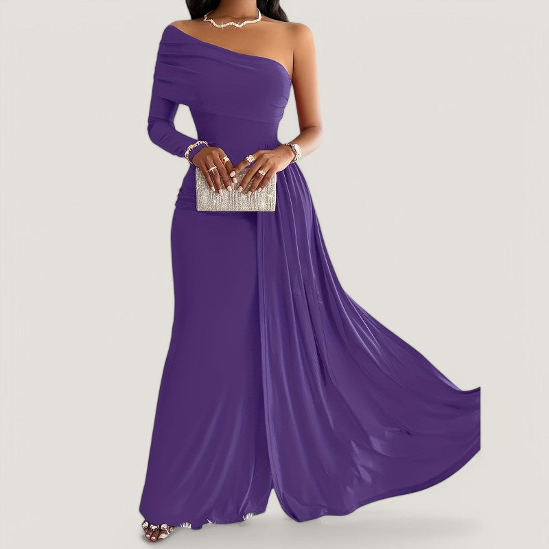 Kvinders Asymmetrisk Maxi Kjole Polyester Bodycon