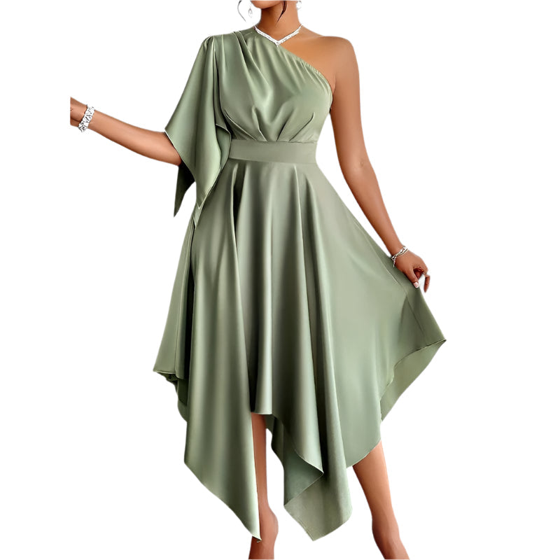 Kvinders Asymmetrisk Peplum Kjole i Polyester