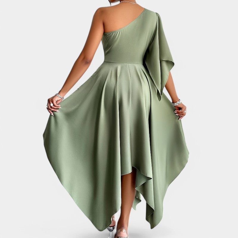 Kvinders Asymmetrisk Peplum Kjole i Polyester