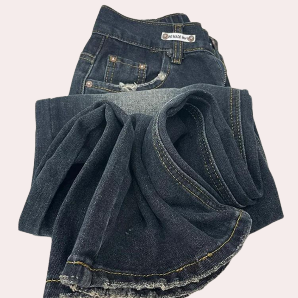 Kvinders Baggy Jeans Casual Fit med Justerbar Talje